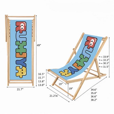 Custom Printed Wooden Beach Deck Chair