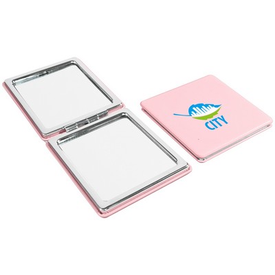 Square Compact PU Leather Cosmetic Mirror