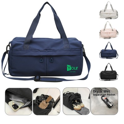 Duffle Gym Bag with Shoe Compartment and Multiple Pockets
