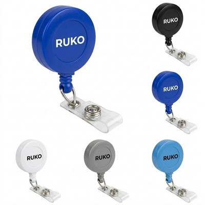 Large Retractable Round Badge Reel with 24-Inch Cord and Belt Clip