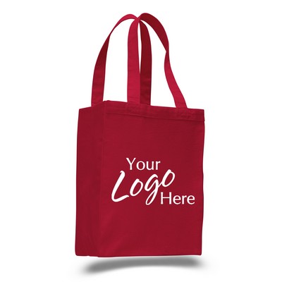 Canvas Shopping Tote Bag 10.5" W x 14" H with 5" Gusset (Red)