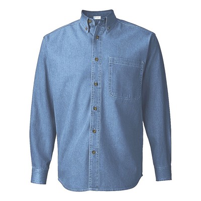 Single Pocket Men's Long Sleeve Denim Shirt