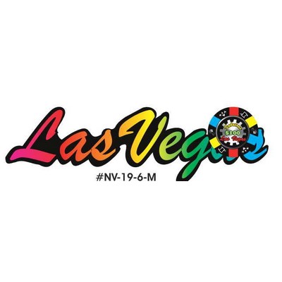 Las Vegas w/ Poker Chip Magnet w/ Full Magnet Back (6 Square Inch)