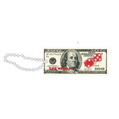 Las Vegas Dice $100 Bill Key Chain w/ Black Back (4 Square Inch)