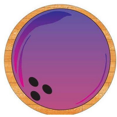Purple Bowling Ball Round Badge w/ Bar Pin (2 1/2" Diameter)