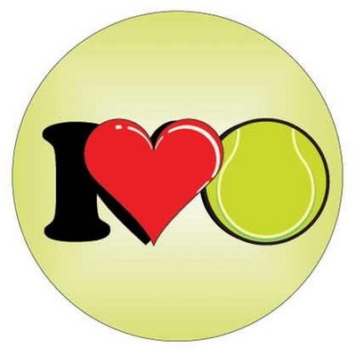 I Love Tennis Metal Round Photo Magnet (2 1/2" Diameter)