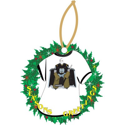 Hockey Goalie T-Shirt Promotional Wreath Ornament w/ Black Back (4 Square Inch)