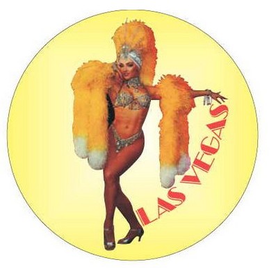 Showgirl in Yellow Round Metal Photo Magnet (2 1/2" Diameter)