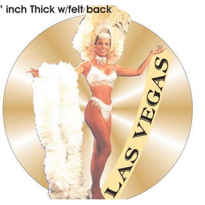 Vegas Showgirl in Yellow Acrylic Coaster w/Felt Back