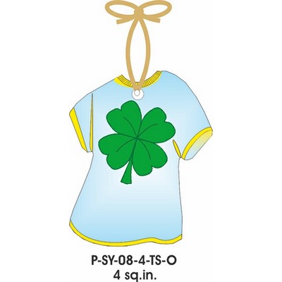 Four Leaf Clover T-Shirt Promotional Ornament w/ Black Back (4 Square Inch)