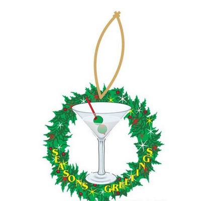 Martini Executive Wreath Ornament w/ Mirrored Back (6")