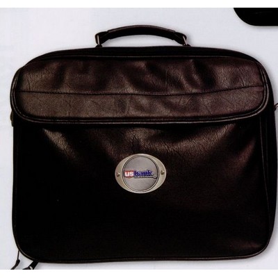 Leatherette Computer Bag w/ Multiple Pocket w/ 2" Medallion