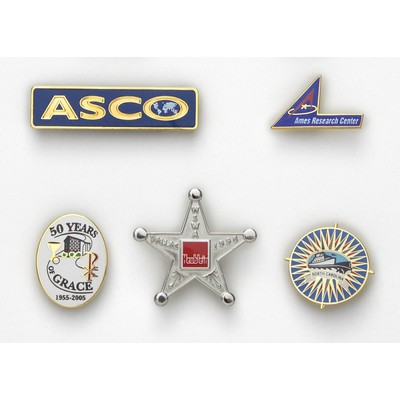Economical CloisEpoxy Iron Lapel Pin with 1 Color Print (Up to 3/4")