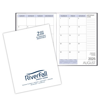 Academic Saddle Stitched Monthly Desk Planner w/ White Economy Cover