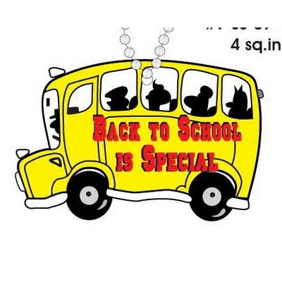 School Bus w/ Slogan Promotional Key Chain w/ Black Back (4 Square Inch)