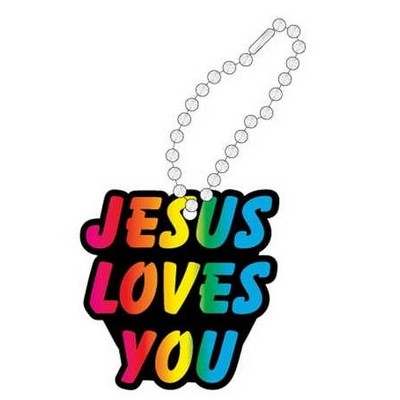 Jesus Loves You Promotional Key Chain w/ Black Back (6 Square Inch)