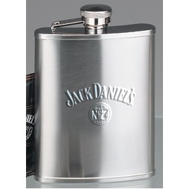 5-1/4" Jack Daniel's Stainless Steel Flask w/Raised Logo