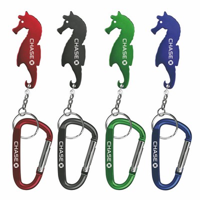 Sea Horse Shaped Bottle Opener w/Key Chain & 7 Cm Carabiner
