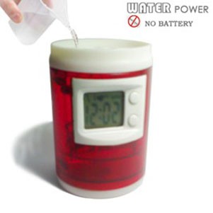 Water Powered Clock w/Bottle