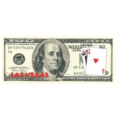 Las Vegas Blackjack $100 Bill Magnet w/ Full Magnetic Back (10 Square Inch)
