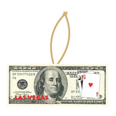 LV Blackjack $100 Bill Ornament w/ Clear Mirrored Back (2 Square Inch)