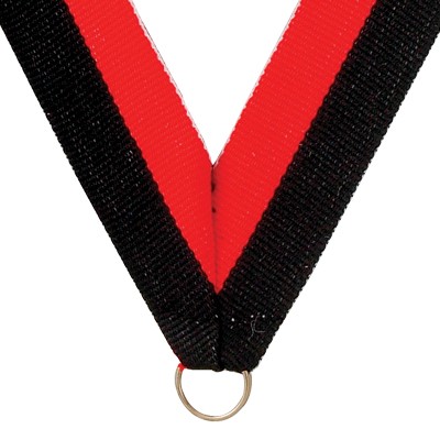 7/8" Wide RY Series V-Neck Black & Orange Ribbon w/Metal Ring
