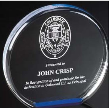 Blue Reflective Free Standing Award (6" Diameter)