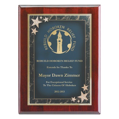 Plaque - 9"x12" Wall Plaque w/ Blue Corner Star Plate (7"x10")