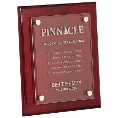 9" x 12" Rosewood & Glass Stand-Off Plaque