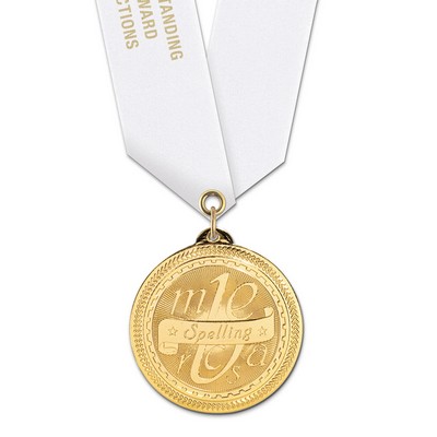 Spelling Brite Laser Medal w/Satin Neck Ribbon (2")