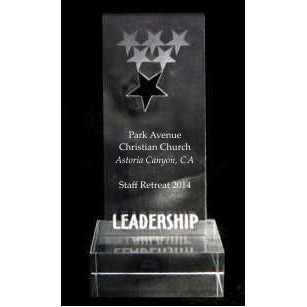 EXCLUSIVE! Acrylic and Crystal Engraved Award - 6" Tall Leadership Star