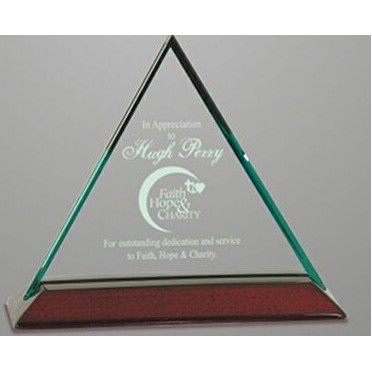 6" Jade Glass Triangle Award w/Piano Finish Base