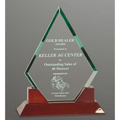 8½" Diamond Jade Glass Award w/Piano Finish Base