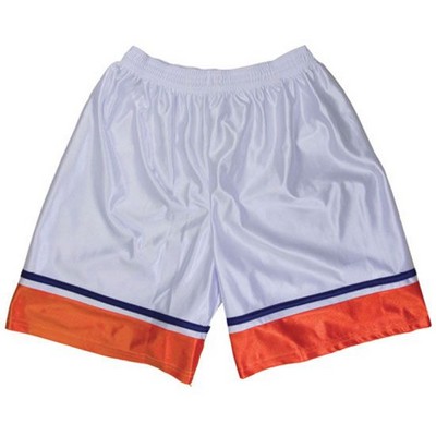 Adult 7" Inseam Cool Mesh Athletic Short w/ Contrast Bottom Panel & Piping