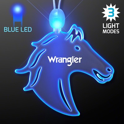 Acrylic Horse Head Shape Necklace with Blue LED - PRINTED
