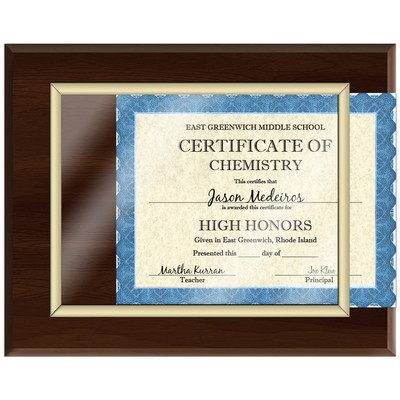 Cherry Finish Plaque w/Certificate Insert Frame