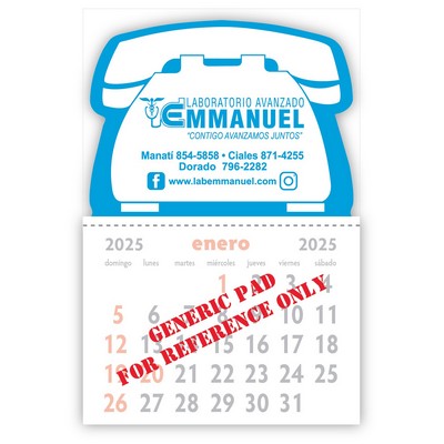 Designer Shaped Kwik-Stik Smooth Vinyl Spanish Calendar w/ Phone Top