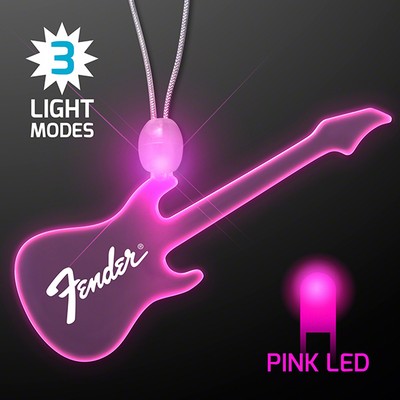Light Up Acrylic Guitar Necklace with Pink LED  - PRINTED