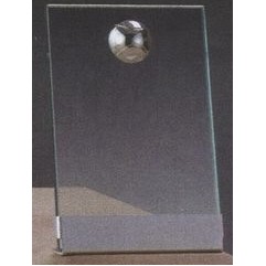 Clear Glass Plaque Award w/Silver Tennis Accent, Silver Plastic Mounts & Base (5"x7.5")