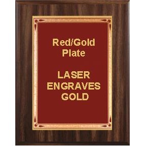 Walnut Plaque 5" x 7" - Red/Gold 4" x 6" Teardrop Plate