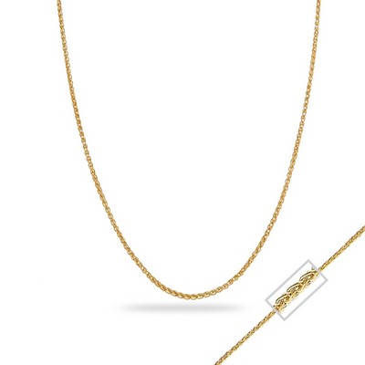 18" 14K Yellow Gold Round Wheat Chain Necklace - 3.15gm
