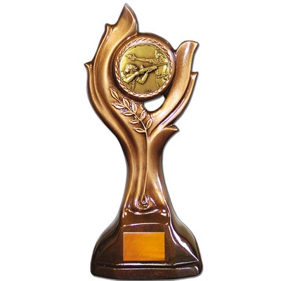 Stock 12" Victory Trophy With 2" Shooting Coin and Engraving Plate