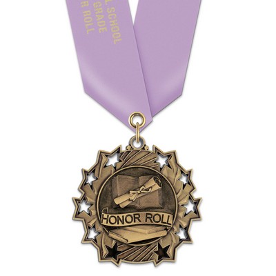 Honor Roll TS Medal w/Satin Neck Ribbon (2¼")