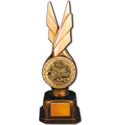 Stock Phoenix 9" Trophy with 2" Carnival Coin and Engraving Plate