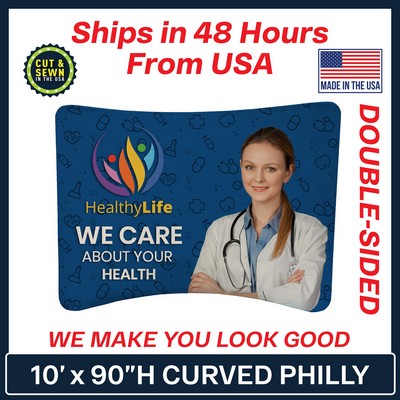 10' x 90" H Curved Double Sided Philly Fabric Display Kit - Made in the USA