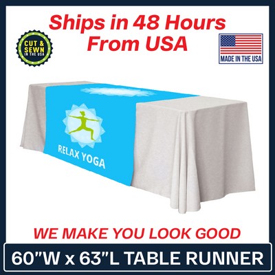60" x 63" Table Runner Polyester Full Color Dye Sublimation - Made in the USA