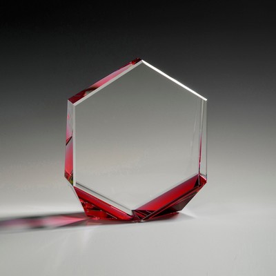6" Bromium Crystal Award w/Red Accent