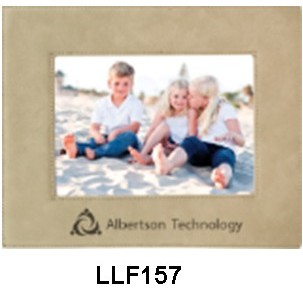 Custom Laser Engraved Leatherette Picture Frame-Light Brown/Engraves Black, Medium