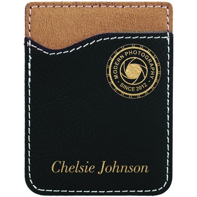 Black/Gold Leatherette Phone Wallet (2 3/8" x 3 1/8")