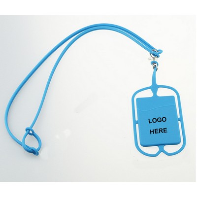 Silicone Phone Wallet W/ Lanyard